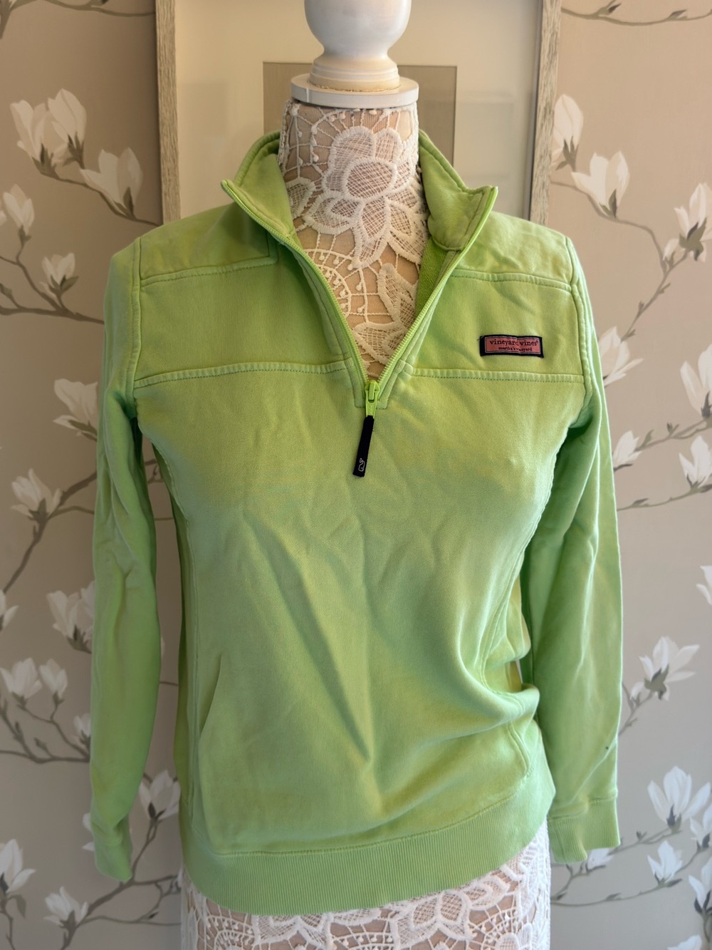 Vineyard Vines Bright Lime Green Half-Zip Utility Pullover